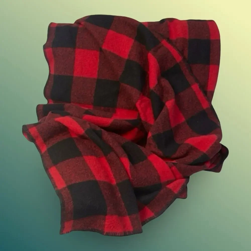 Woolrich Buffalo Plaid Wool Vintage Blanket Red Black Cabin Throw USA Made